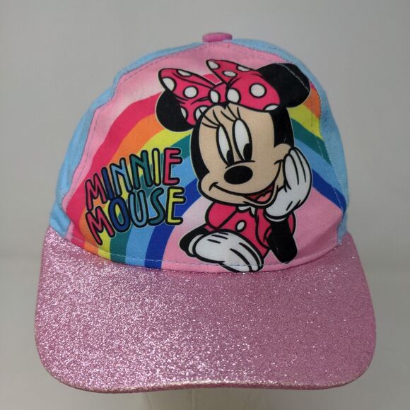 Disney Minnie Mouse Girl's Strapback Hat Blue Pink Adjustable Graphic Logo - Picture 2 of 8